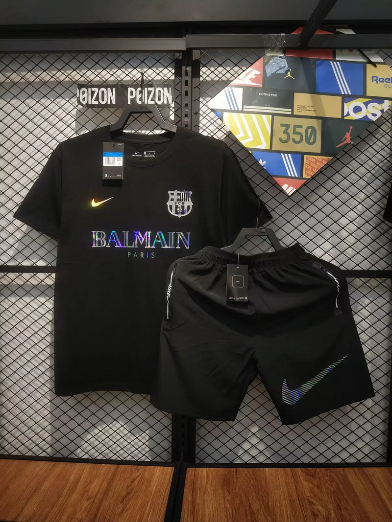 BARCELONA MEN'S JERSEY SET LIMITED EDITION BALMAIN PARIS BLACK 24/25