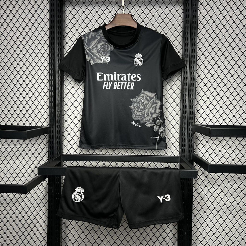 REAL MADRID KIDS JERSEY SET Y-3 BLACK 24/25